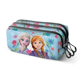 Disney Frozen 2 Estuche Portatodo Trick FAN 2.2 Heart, 3 Compartimentos, Azul, 10x23x11 cm