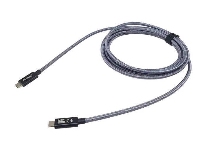 Equip 128427 Cable USB 3.2 Gen 2x2 USB-C a USB-C, 2 m, Negro, 20 Gbit/s, Carga Rápida 240W USB PD, Compatible con DisplayPort
