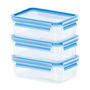 Emsa CLIP & CLOSE 2.0 Set 3 Recipientes Herméticos Rectangulares 0.55L Transparentes Aptos Microondas y Congelador