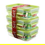 Emsa CLIP & CLOSE 2.0 Set 3 Recipientes Herméticos Rectangulares 0.55L Transparentes Aptos Microondas y Congelador