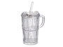 Vivalto Vaso con Asa y Tapa con Pajita 430 ml Transparente 8.5x13.5x6.6 cm (Set de 24)