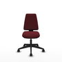 Silla de oficina Elche con mecanismo Asincro tapizada con Similpiel color Granate. Equipada con Base piramidal negra, Sin brazos y Ruedas 65mm nailon