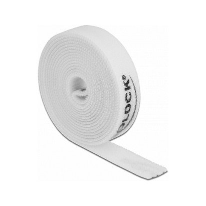 DeLOCK Cinta de gancho y bucle (velcro) en rollo, 2 m x 15 mm, color blanco, para montaje DeLOCK Cinta de gancho y bucle (velcro) en rollo, 2 m x 15 mm, color blanco, para montaje