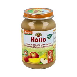 HOLLE Potito Manzana Plata Albaricoque para Bebés a partir de 6 Meses 190Gr