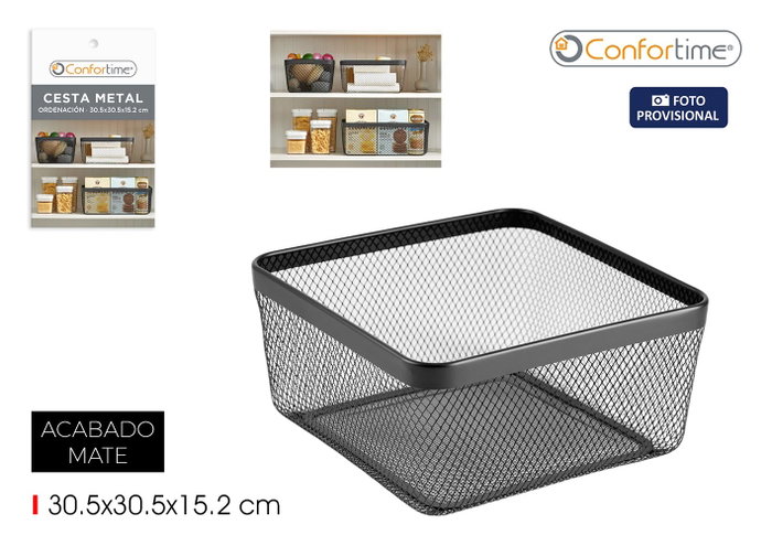 Confortime Cesta de Metal para Organización 30,5x30,5x15,2 cm Confortime Cesta de Metal para Organización 30,5x30,5x15,2 cm