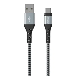 Energizer C520CKBK Cable USB 2.0 para Datos y Carga, 2 m, USB-A Macho a USB-C Macho, Color Negro y Plata