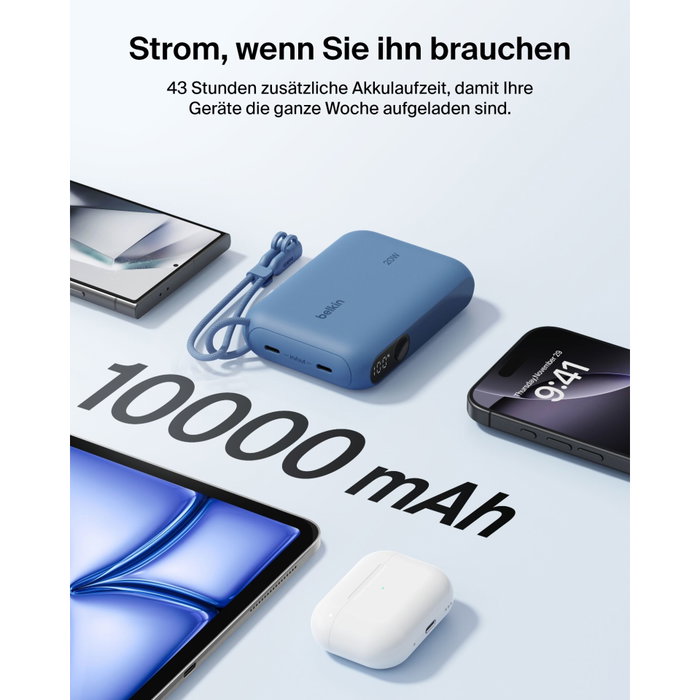 Belkin Powerbank + Display 20W 10.000mAh USB-C Azul BPB027hqBL