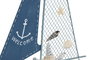 DKD Home Decor Decoración de Barco en Madera y Metal Azul y Blanco