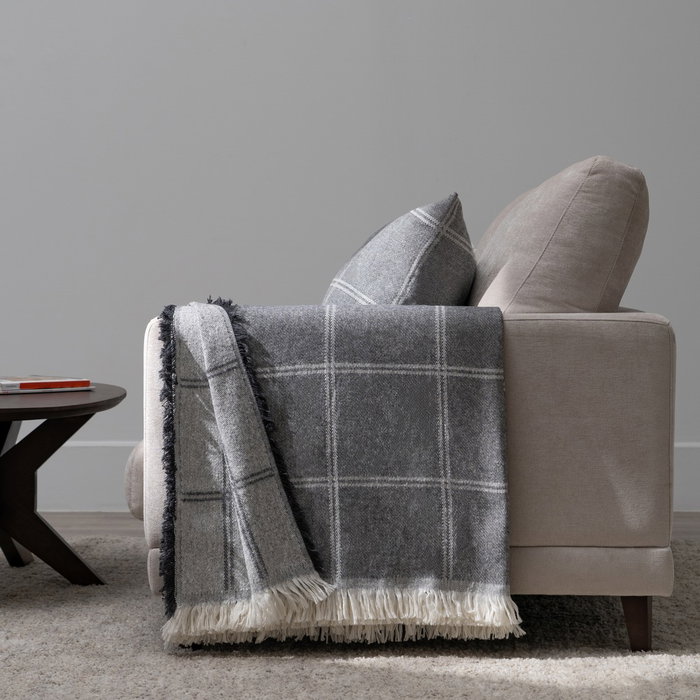 Colcha Cuadros Antracita Algodón 250 X 260 cm