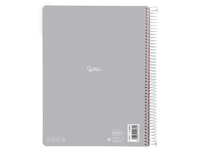 Liderpapel Cuaderno Espiral A4 Micro Witty Tapa Dura 120 Hojas 90gr Cuadro 5mm 5 Bandas 4 Taladros Colores Surtidos