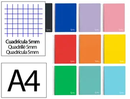 Liderpapel Cuaderno Espiral Micro Witty A4 Tapa Dura 120 Hojas 90g Cuadriculado 5mm Colores Surtidos