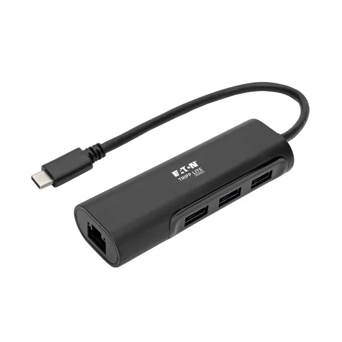 Tripp Lite Hub USB-C U460-003-3A1GB con 3 puertos USB-A 3.1 y Puerto Gigabit Ethernet - Black - Estación de trabajo portátil Plug & Play