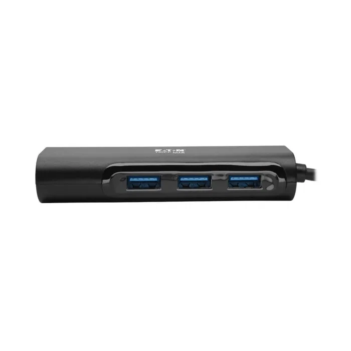 Tripp Lite Hub USB-C U460-003-3A1GB con 3 puertos USB-A 3.1 y Puerto Gigabit Ethernet - Black - Estación de trabajo portátil Plug & Play