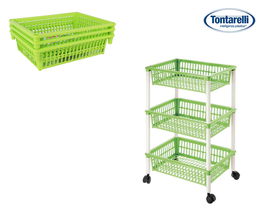 Tontarelli Carrito Verdulero 3 Cestos 40x29x62 cm Mito 3 Verde (12 Unidades)