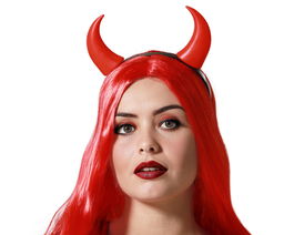 Diadema Rojo Con Cuernos De Diabla Para Carnaval O Halloween Accesorio De Carnaval Y Halloween