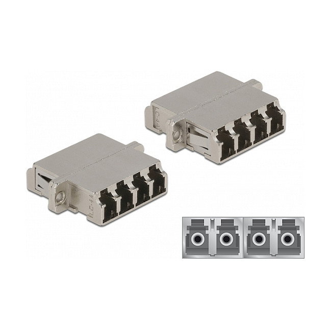 DeLOCK Acoplador de Fibra Óptica LC Quad hembra a LC Quad hembra Monomodo Metal Plata DeLOCK Acoplador de Fibra Óptica LC Quad hembra a LC Quad hembra Monomodo Metal Plata