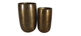DKD Home Decor Set de 2 Maceteros de Aluminio Envejecido 35x35x63 cm