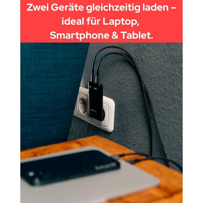 Verbatim Cargador de Pared GaN Fold 'n' Go 65W 2xUSB-C Negro