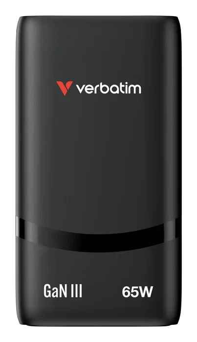 Verbatim Cargador GaN Fold 'n' Go 65W con 2 Puertos USB-C Negro