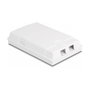 DeLOCK Caja de conexión de fibra óptica para montaje en pared 2 x SC Simplex o LC Duplex, Blanco