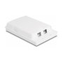 DeLOCK Caja de conexión de fibra óptica para montaje en pared 2 x SC Simplex o LC Duplex, Blanco