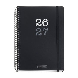 Agenda Escolar (2026-27) Miquelrius College Espiral Tapa Pp Con Goma Plus 4º 150X213 D/P Negro
