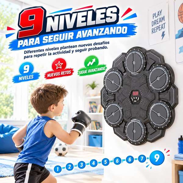 Jugatoys - jugasports Juego de Boxeo con guantes, 9 niveles, con luces y sonidos