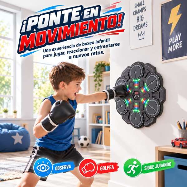 Jugatoys - jugasports Juego de Boxeo con guantes, 9 niveles, con luces y sonidos