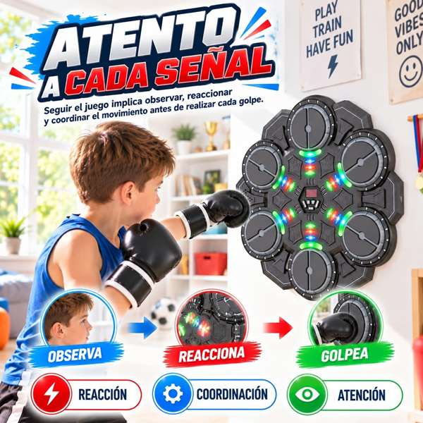 Jugatoys - jugasports Juego de Boxeo con guantes, 9 niveles, con luces y sonidos