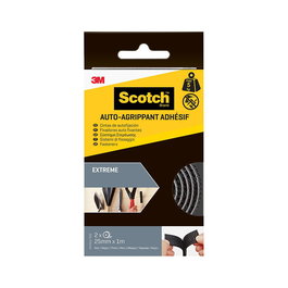 Scotch Cinta de Autofijación Extreme Rollo Negra, Cierres Reposicionables, Máx 5 kg, 25mmx1m, 2 Unidades