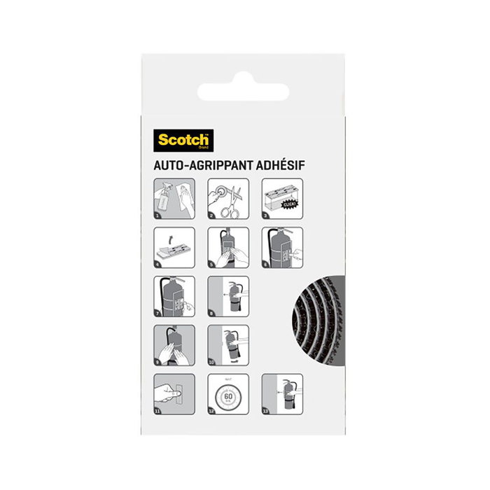 Scotch Cinta de Autofijación Extreme Rollo Negra, Cierres Reposicionables, Máx 5 kg, 25mmx1m, 2 Unidades