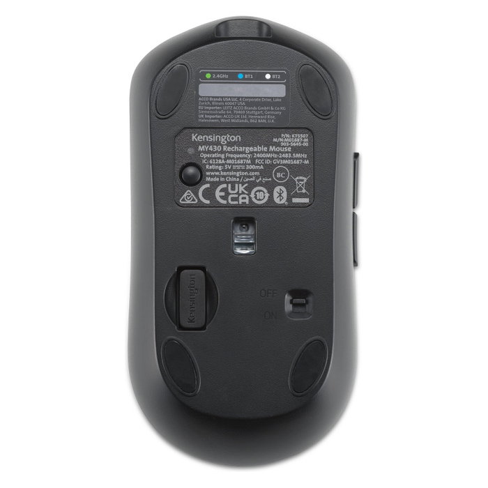 Kensington MY430 EQ Ratón Inalámbrico Ambidextro Recargable Negro