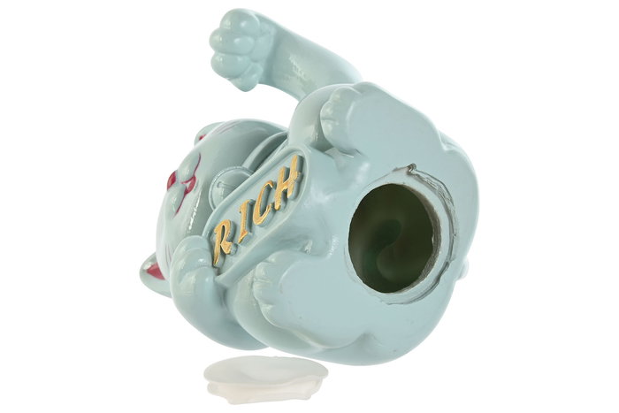 DKD Home Decor Hucha Gato Suerte Resina Rosa Azul Blanco 9.5 x 16 x 12 cm (3 Unidades)