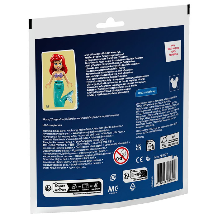 LEGO Disney Princess 30720 Ariel y Flounder: Diversión Musical de Cumpleaños, Set de Construcción de 39 Piezas para Niños de 5 Años