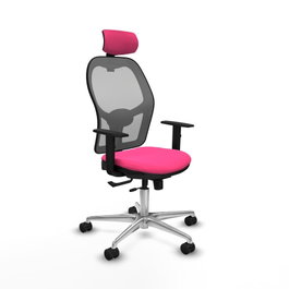 PIQUERAS Y CRESPO Silla de oficina Jorquera Rosa y Gris con Mecanismo Sincro/Traslack