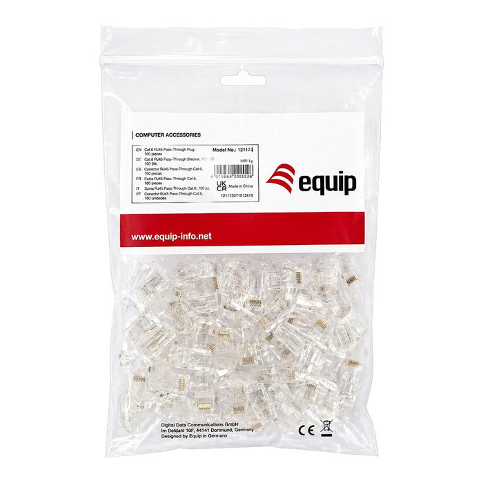 EQUIP 121174 Conector RJ-45 Cat6a U/UTP Transparente (100 unidades)