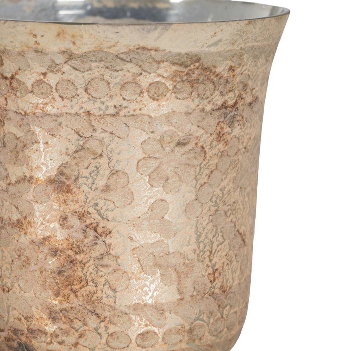 Portavelas Blanco Óxido Cristal 15 X 15 X 17 cm Portavelas Blanco Óxido Cristal 15 X 15 X 17 cm