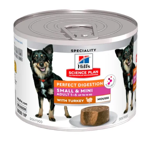 Hill's Science Plan HSP Canine Adult Small Mini Digestion Pavo Mousse, 12x200 gr Hill's Science Plan HSP Canine Adult Small Mini Digestion Pavo Mousse, 12x200 gr
