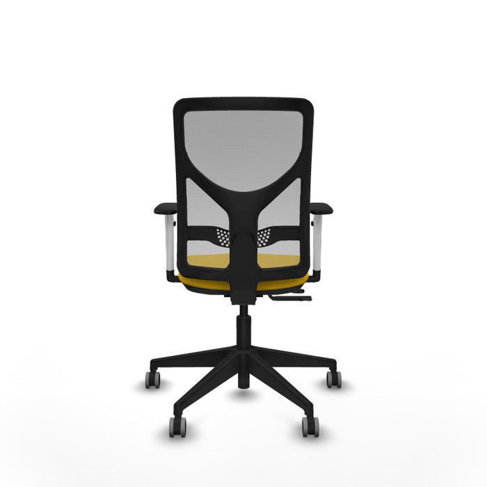 PIQUERAS Y CRESPO Silla de oficina Motilla con mecanismo Sincro/Traslack, asiento amarillo y respaldo gris
