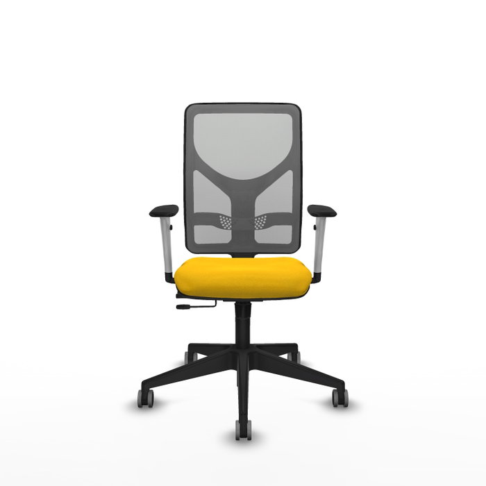 PIQUERAS Y CRESPO Silla de oficina Motilla con mecanismo Sincro/Traslack, asiento amarillo y respaldo gris