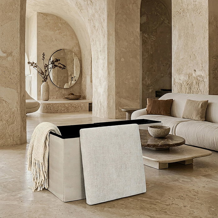 Home Deco Factory Caja-puf plegable Emilia Beige