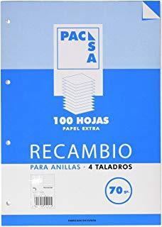 PACSA Recambio A5 Cuadriculado 4x4 100 Hojas 70g/m²