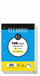 PACSA Recambio A5 Cuadriculado 4x4 100 Hojas 70g/m²