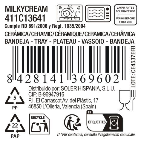 La Mediterranea Bandeja Aperitivo Milkycream 20.5x16cm MD