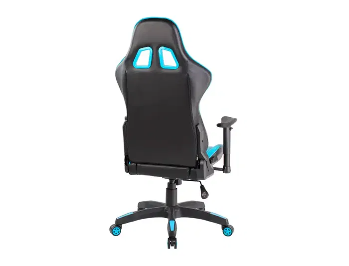 Rocada Silla Gaming Profesional Reclinable 155° con Brazos Regulables, Cojín Lumbar y Cervical, Similpiel Negro/Azul