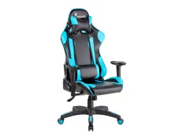 Rocada Silla Gaming Profesional Reclinable 155° con Brazos Regulables, Cojín Lumbar y Cervical, Similpiel Negro/Azul