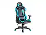 Rocada Silla Gaming Profesional Reclinable 155° con Brazos Regulables, Cojín Lumbar y Cervical, Similpiel Negro/Azul
