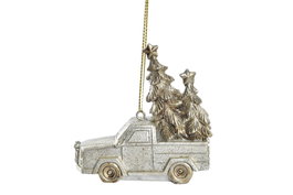 DKD Home Decor Decoración Colgante de Resina Coche Dorado 7x3x7 cm