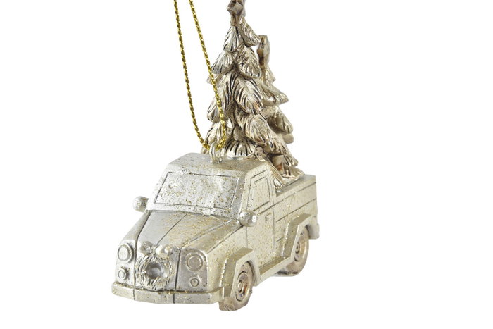 DKD Home Decor Decoración Colgante de Resina Coche Dorado 7x3x7 cm