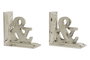 DKD Home Decor Sujetalibros Set de 2 MDF Blanco Envejecido